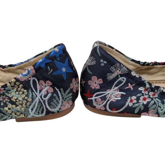 Sam Edelman 8M Blue Felicia Ballet Flats Floral Jacquard Satin Boho Evening - Picture 7 of 10